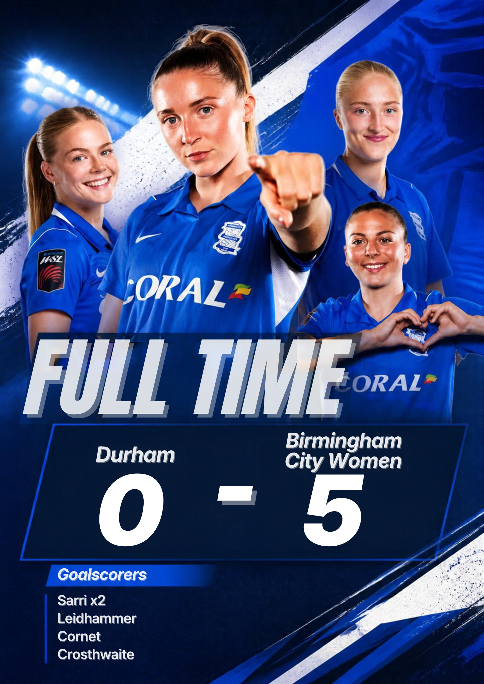 Durham Women 0–5 Birmingham City Women: Blues deliver a five-star cup